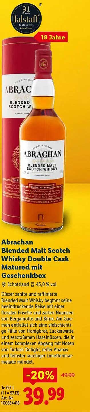 Abrachan Blended Malt Scotch Whisky Double Cask Matured mit Geschenkbox