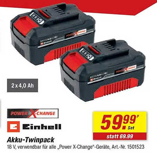 Akku-Twinpack von Einhell - 18 V, 2x4,0 Ah