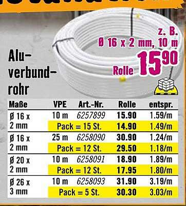 Aluverbundrohr Ø 16 x 2 mm, 10 m Rolle