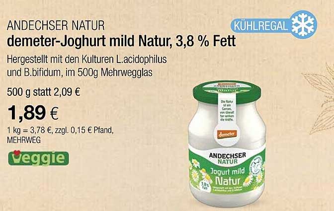 ANDECHSER NATUR demeter-Joghurt mild Natur, 3,8 % Fett