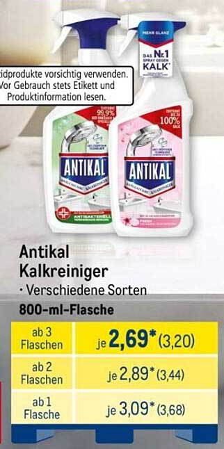 Antikal Kalkreiniger 800-ml-Flasche - Verschiedene Sorten