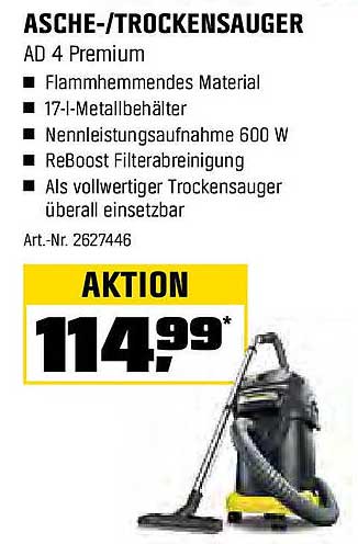 Asche-/Trockensauger AD 4 Premium