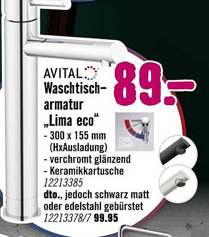 AVITAL Waschtischarmatur „Lima eco“