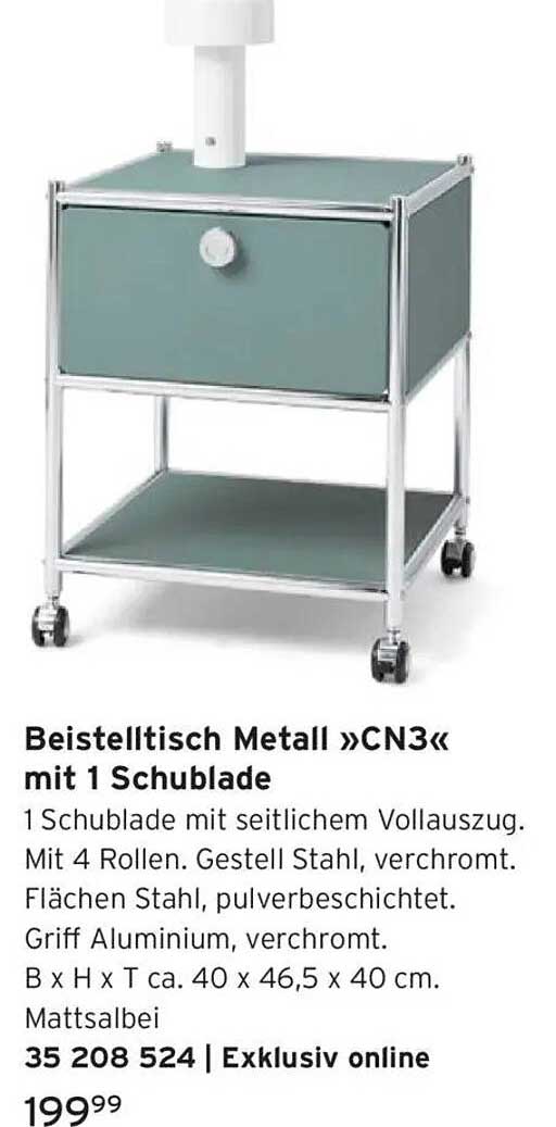 Beistelltisch Metall »CN3« mit 1 Schublade