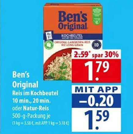 Ben's Original Reis im Kochbeutel