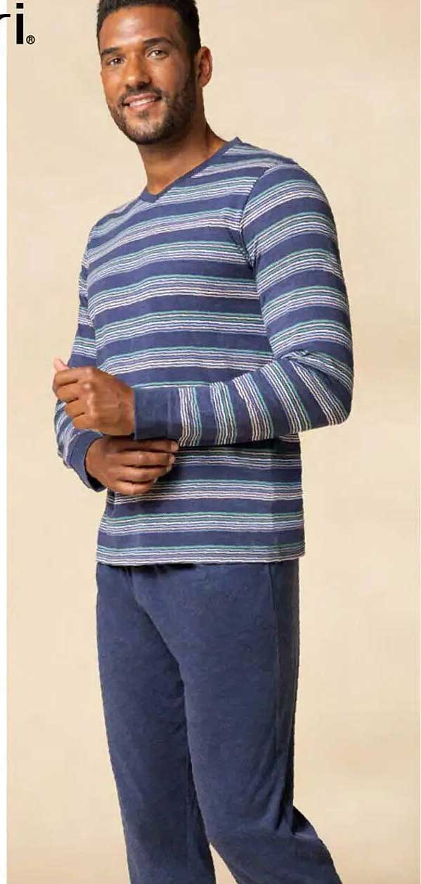Bequeme Herren-Pyjama-Set im gestreiften Design