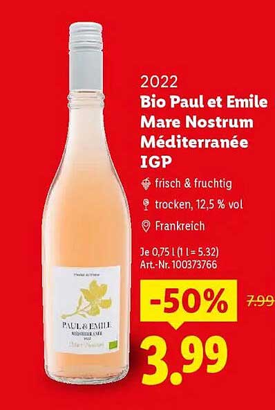 Bio Paul et Emile Mare Nostrum Méditerranée IGP