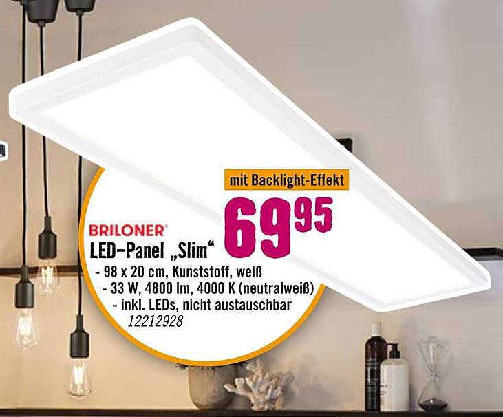 BRILONER LED-Panel „Slim“ mit Backlight-Effekt
