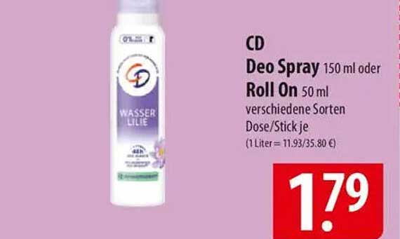 CD Deo Spray 150 ml oder Roll On 50 ml verschiedene Sorten