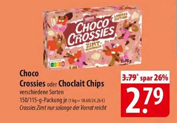 Choco Crossies oder Choclaith Chips in verschiedenen Sorten