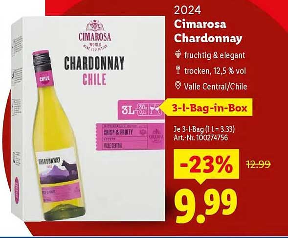 Cimarosa Chardonnay 3-Liter Bag-in-Box