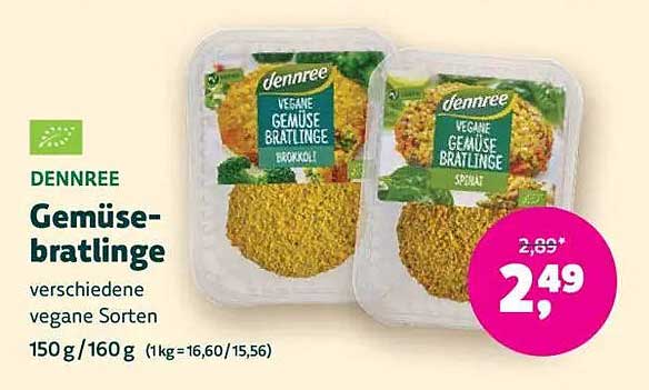 DENNREE Gemüsebratlinge verschiedene vegane Sorten