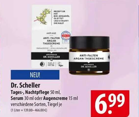 Dr. Scheller Anti-Falten Argan Tagescreme 50 ml, Serum 30 ml oder Augencreme 15 ml