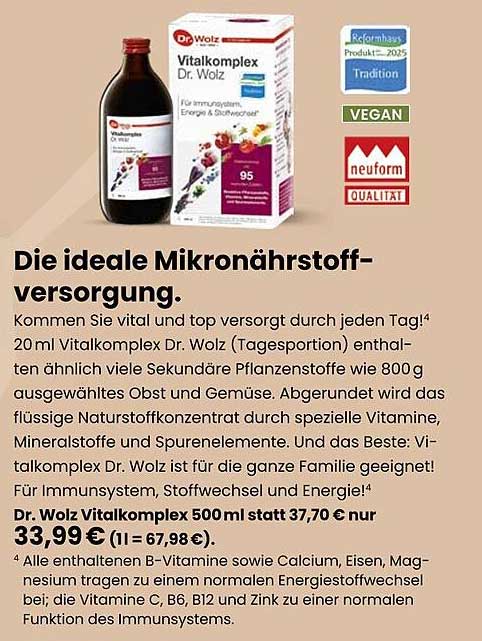 Dr. Wolz Vitalkomplex 500 ml für 33,99 €