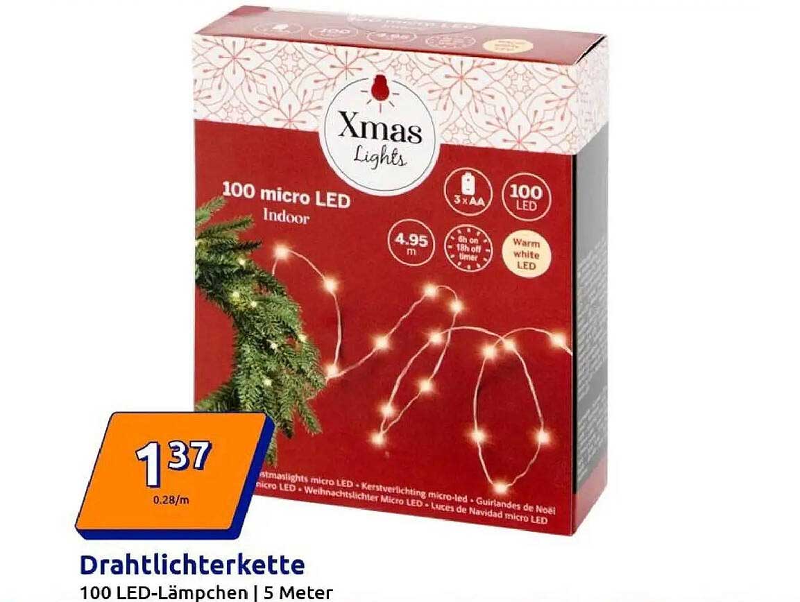 Drahtlichterkette 100 LED-Lämpchen | 5 Meter
