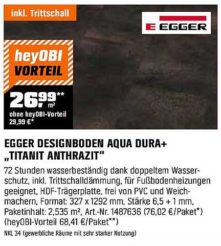 EGGER DESIGNBODEN AQUA DURA+ „TITANIT ANTHRAZIT“