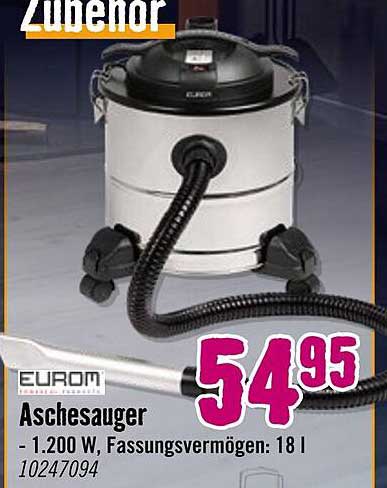 EUROM Aschesauger 1.200 W - Fassungvermögen: 18 l