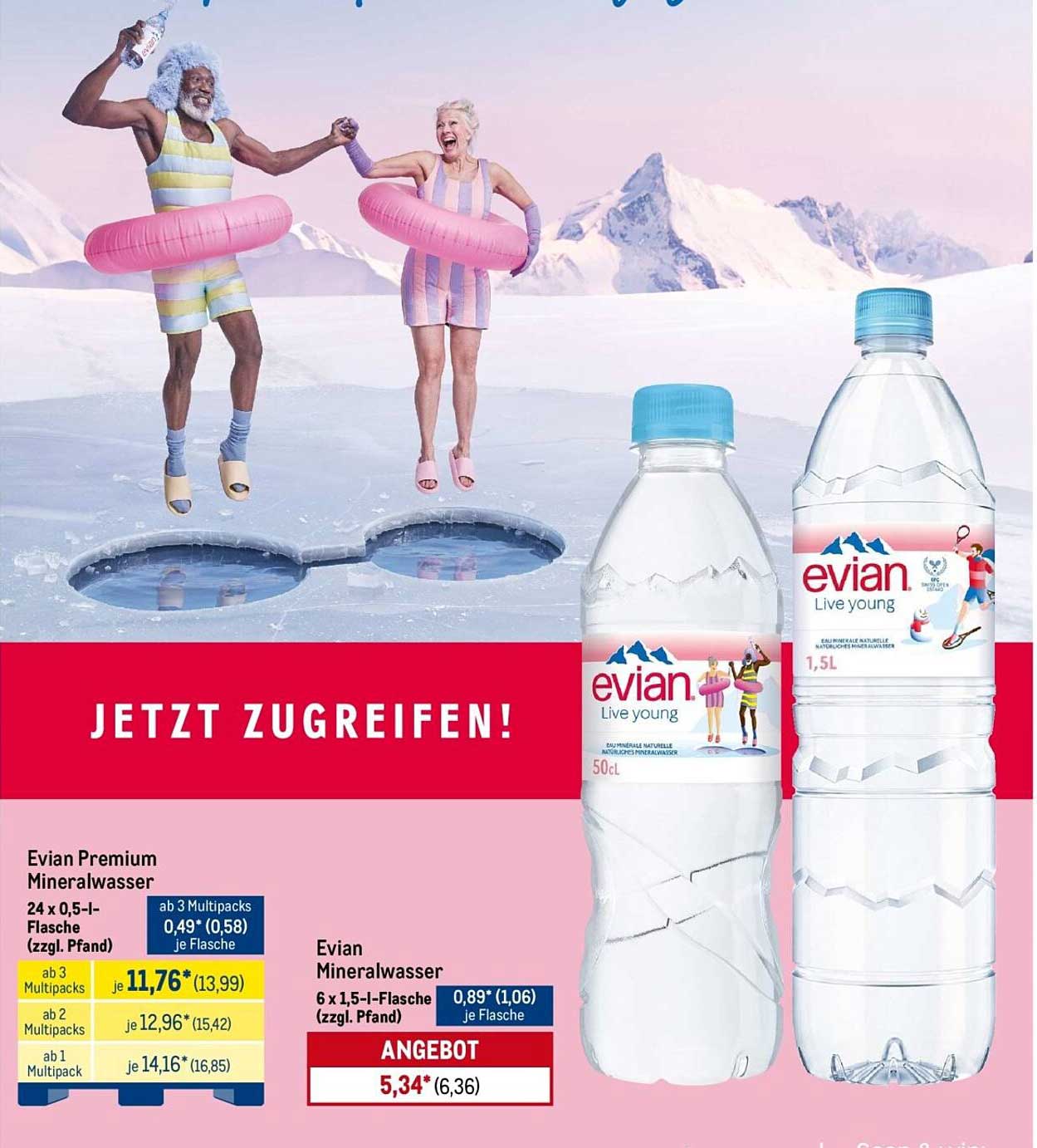 Evian Mineralwasser 6 x 1,5-l-Flasche zum Aktionspreis!
