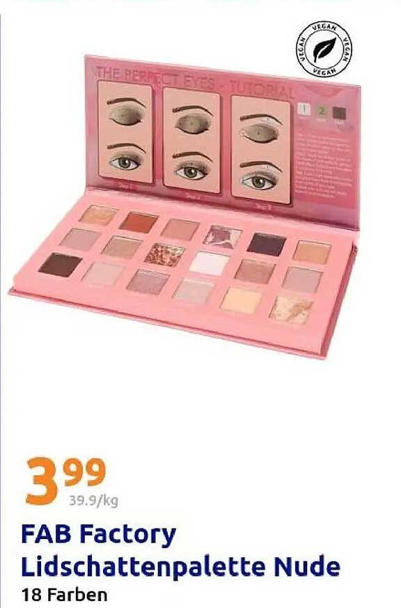 FAB Factory Lidschattenpalette Nude - 18 Farben