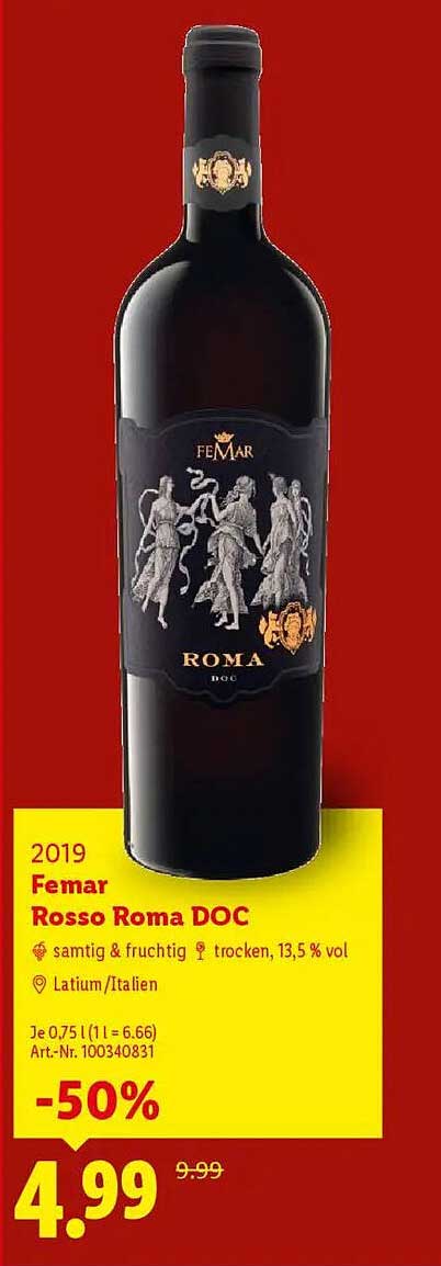 Femar Rosso Roma DOC 2019 – 50% Rabatt