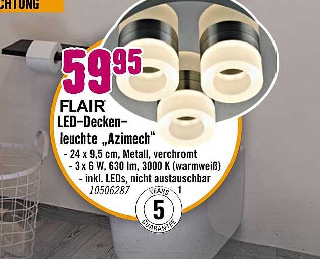 FLAIR LED-Deckenleuchte „Azimech“