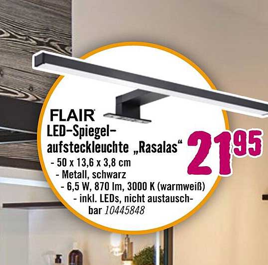FLAIR LED-Spiegelaufsteckleuchte „Rasalas“