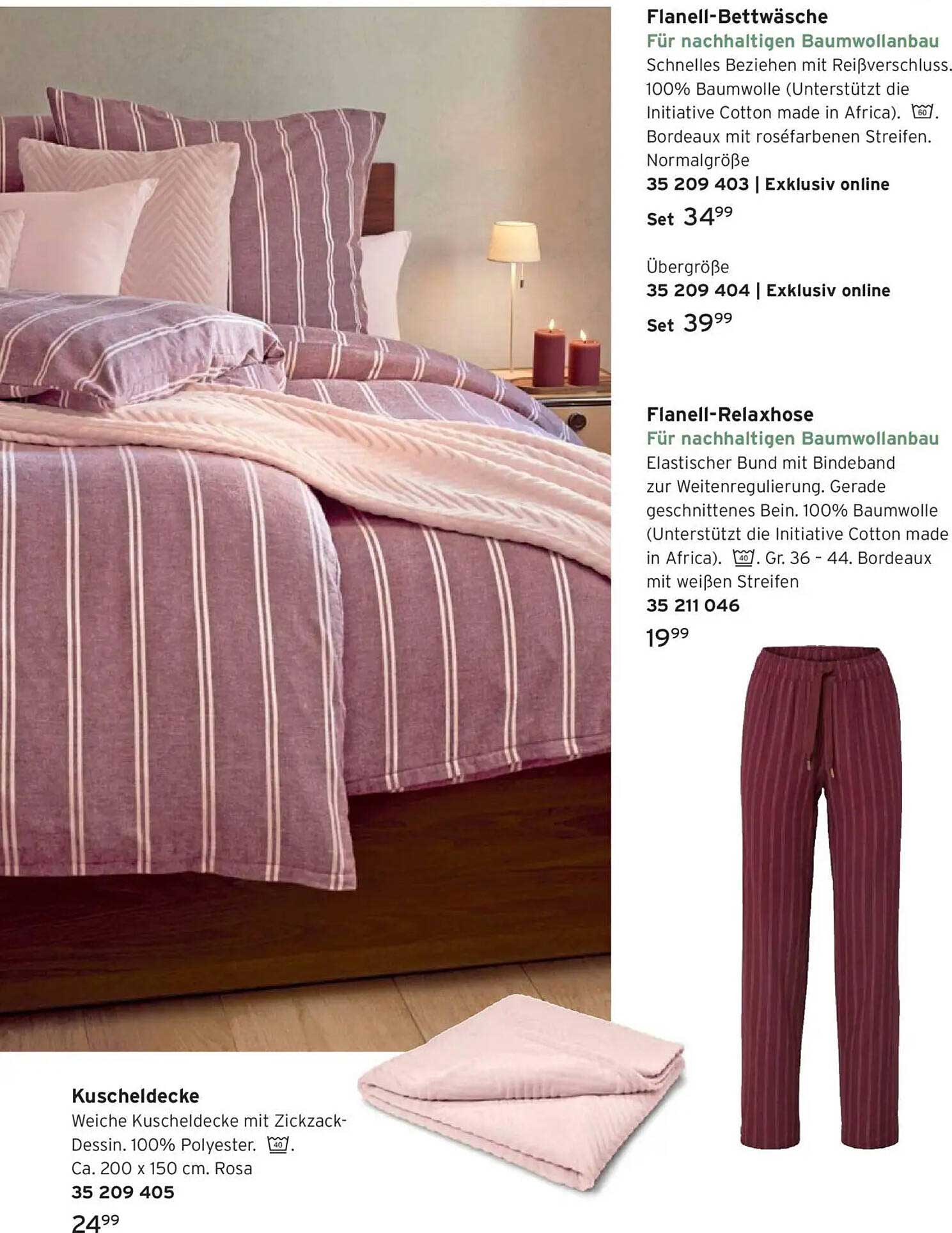 Flanell-Bettwäsche und Flanell-Relaxhose von Tchibo