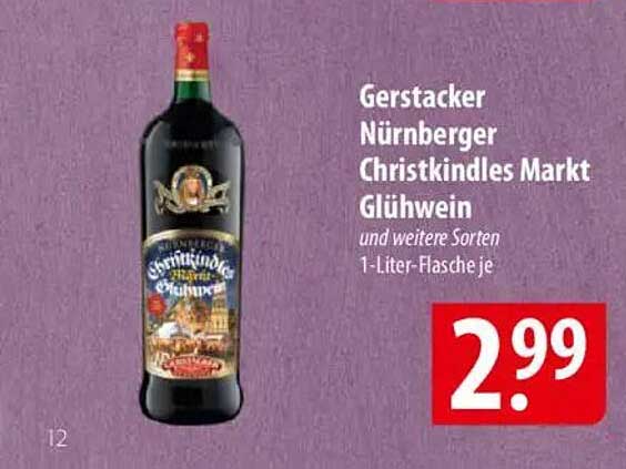 Gerstacker Nürnberger Christkindles Markt Glühwein 1-Liter-Flasche