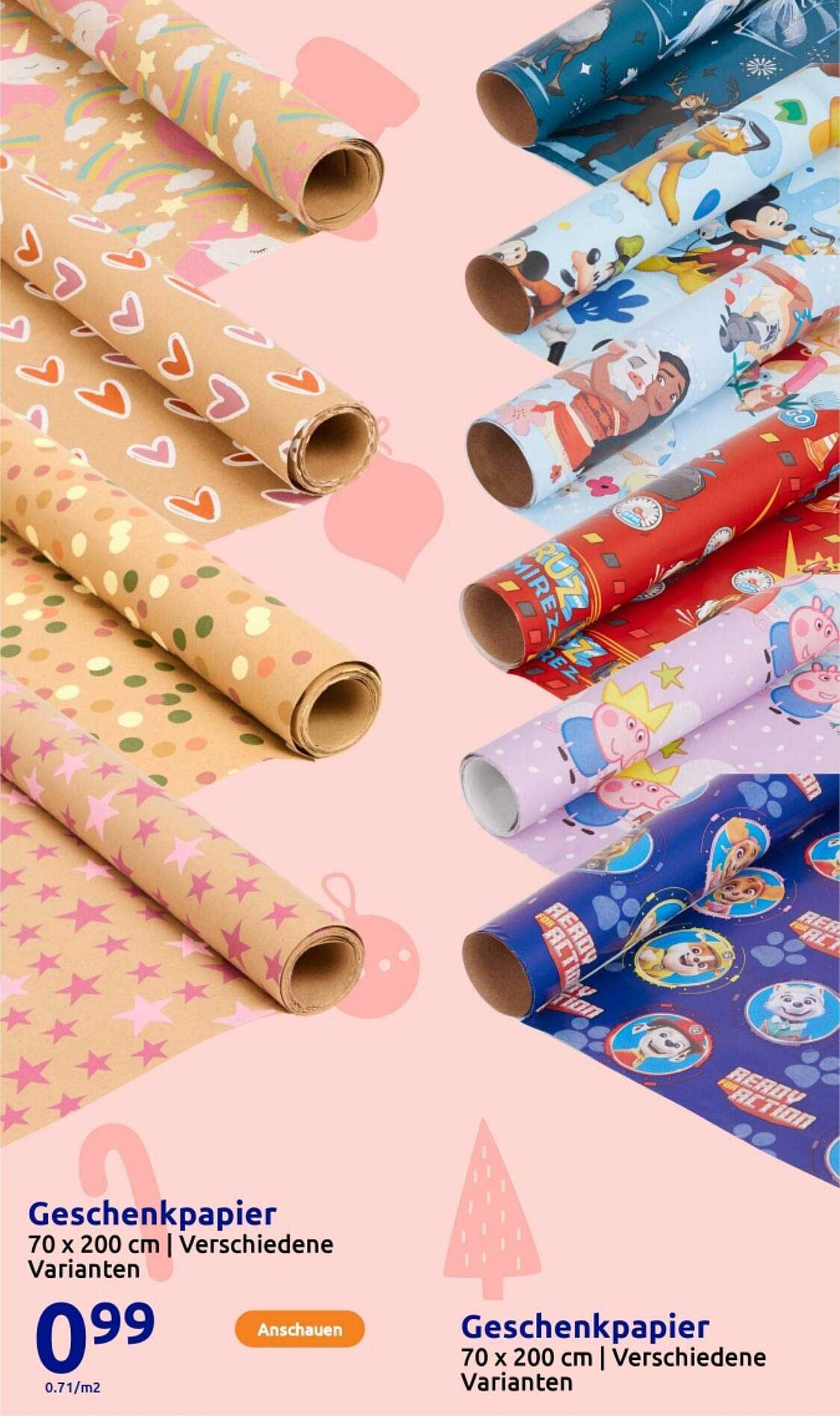 Geschenkpapier 70 x 200 cm - Verschiedene Varianten
