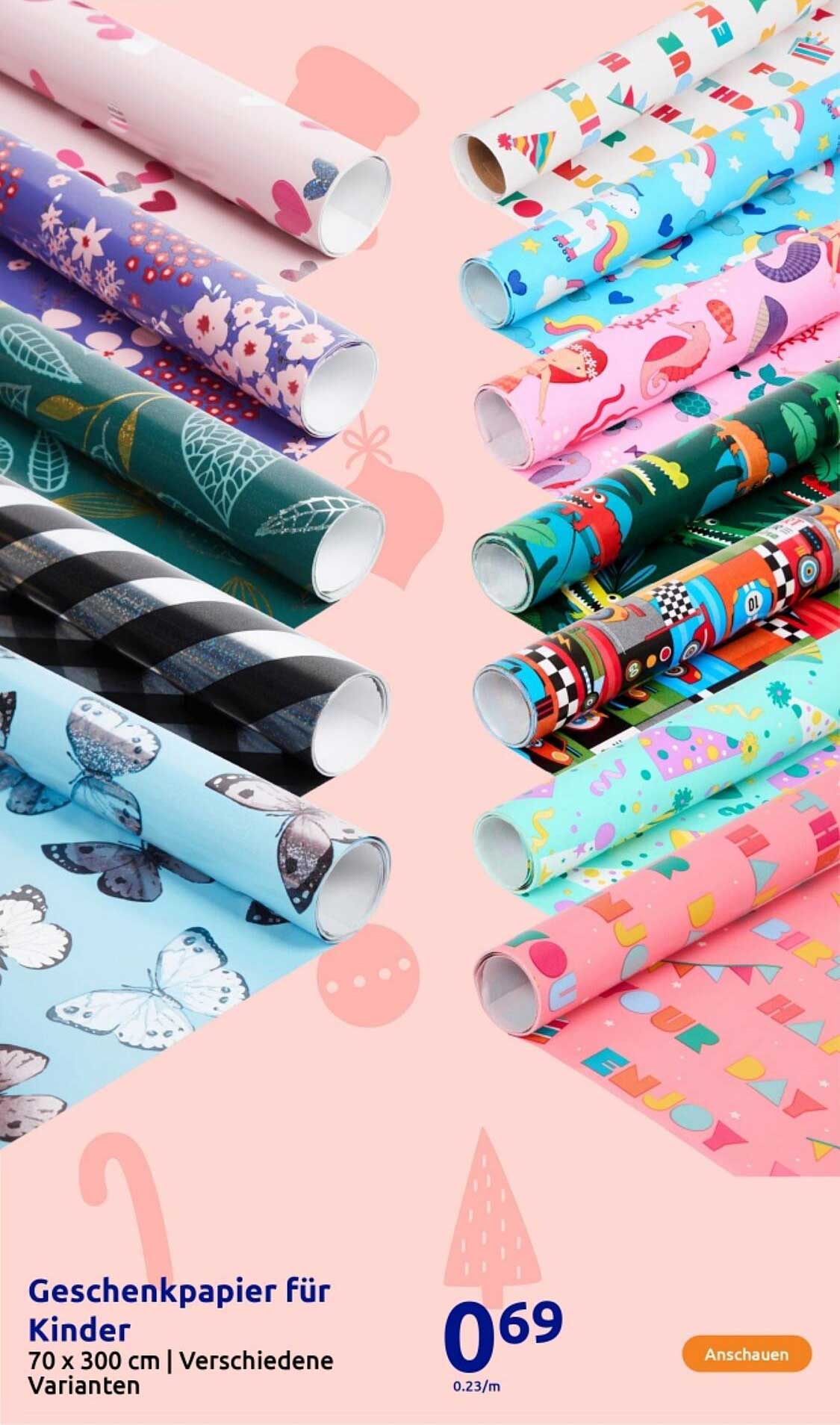 Geschenkpapier für Kinder 70 x 300 cm | Verschiedene Varianten