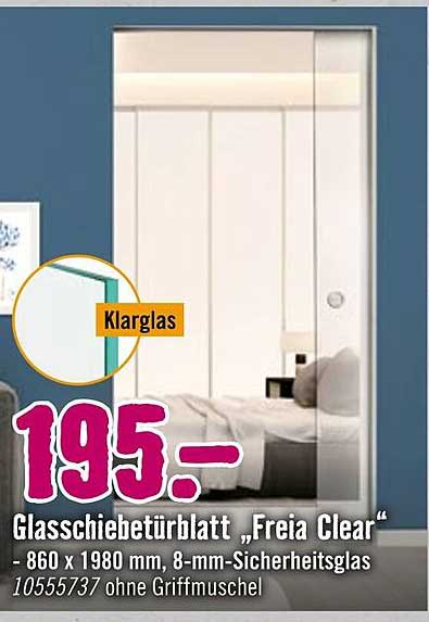 Glasschiebebetüblatt „Freia Clear“ - 860 x 1980 mm, 8-mm-Sicherheitsglas