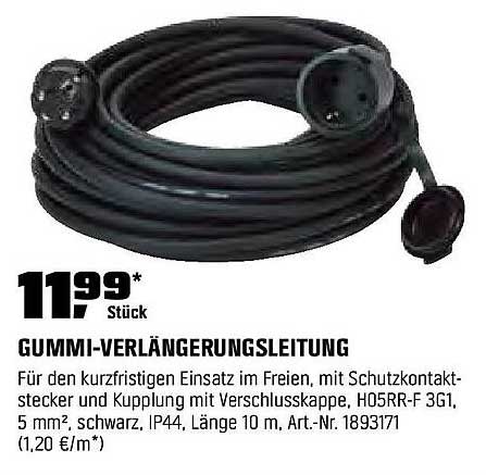 Gummi-Verlängerungsleitung 10 m