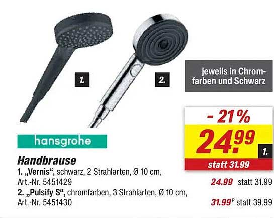 Handbrause "Vernis" & "Pulsify S" von hansgrohe