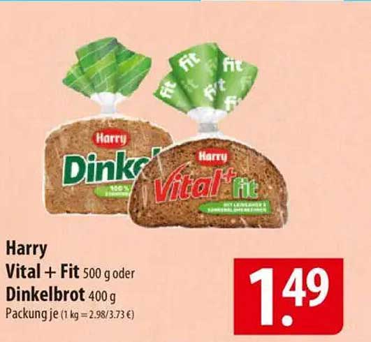 Harry Vital + Fit 500 g oder Dinkelbrot 400 g