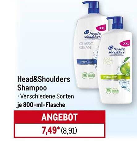 Head&Shoulders Shampoo – Verschiedene Sorten je 800-ml-Flasche
