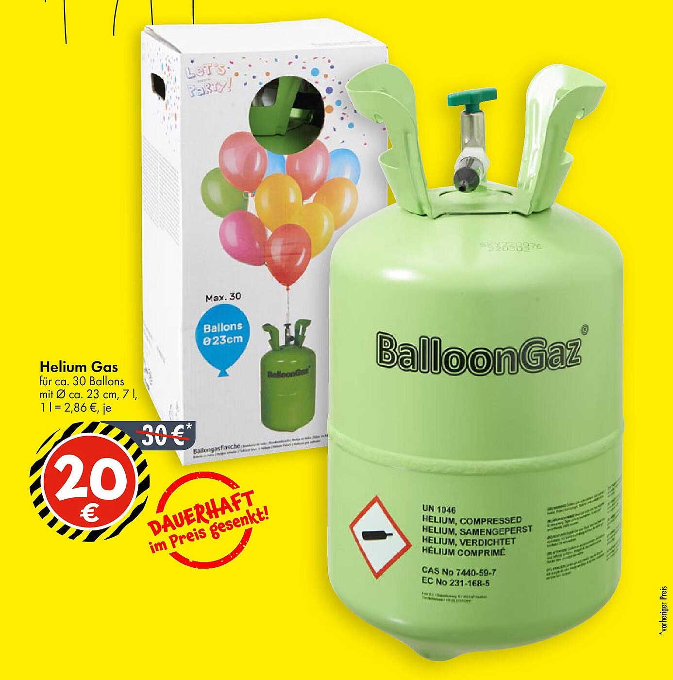 Helium Gas für ca. 30 Ballons