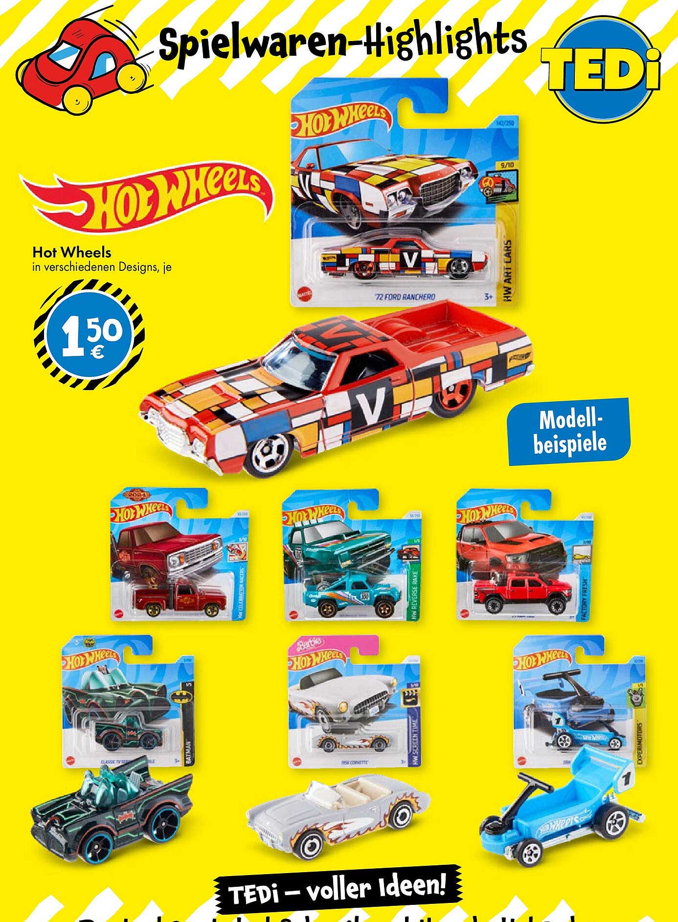 Hot Wheels in verschiedenen Designs, je 1,50 €
