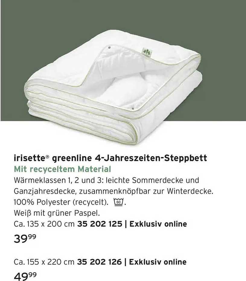 irisette® greenline 4-Jahreszeiten-Steppbett mit recyceltem Material