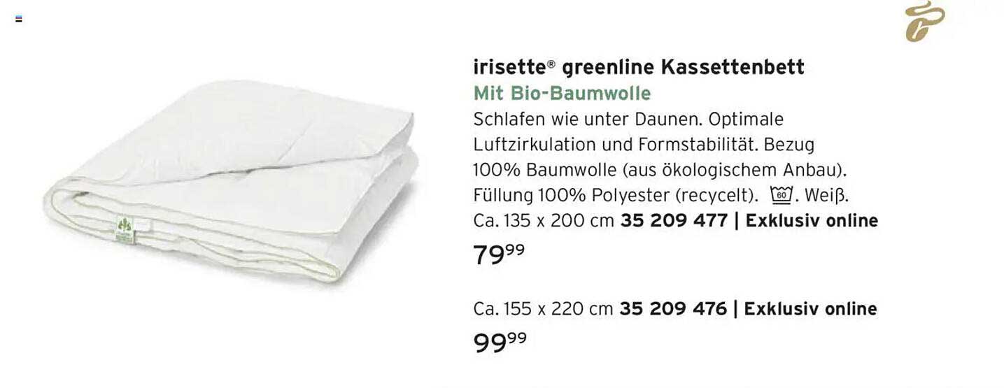 irisette® greenline Kassettenbett mit Bio-Baumwolle