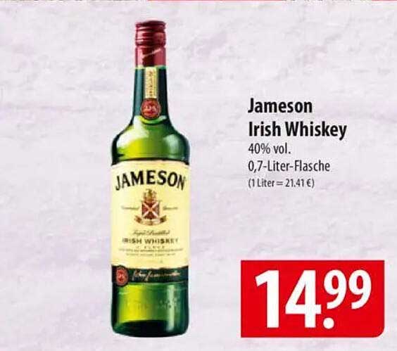 Jameson Irish Whiskey 0,7-Liter-Flasche