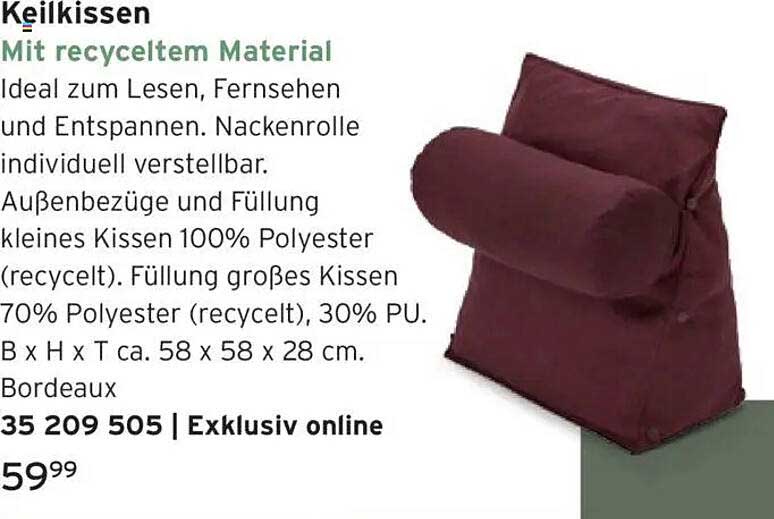 Keilkissen mit recyceltem Material