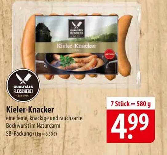 Kieler-Knacker - eine feine, knackige und rauchzarte Bockwurst im Naturdarm