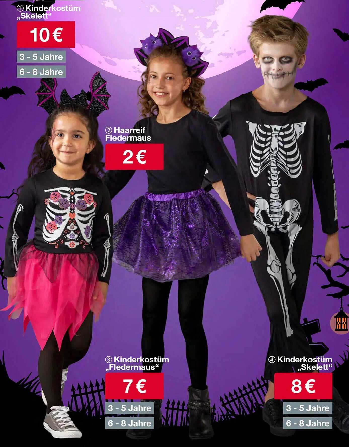 Kinderkostüm "Skelett" & "Fledermaus"