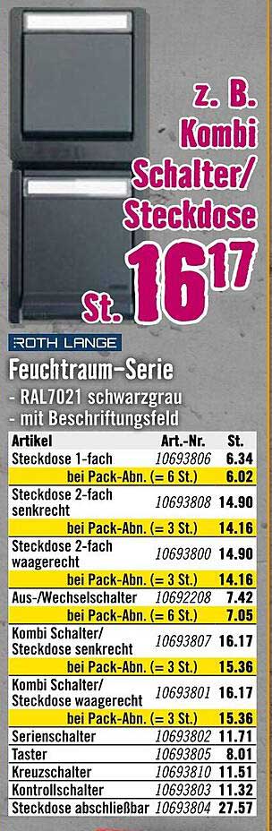 Kombi Schalter/Steckdose Feuchttraum-Serie - RAL7021 schwarzgrau mit Beschriftungsfeld