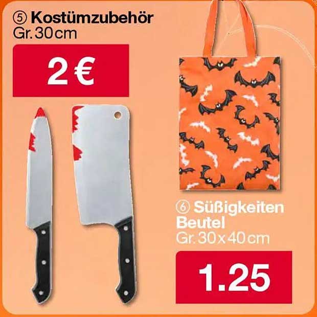 Kostümzubehör Gr. 30cm und Süßigkeiten Beutel Gr. 30x40cm