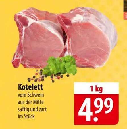Kotelett vom Schwein aus der Mitte - saftig und zart im Stück