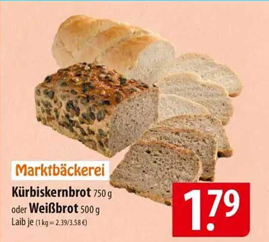 Kürbiskernbrot 750 g oder Weißbrot 500 g