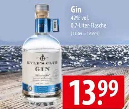 Kyle's Club Gin 0,7-Liter-Flasche für 13,99 €