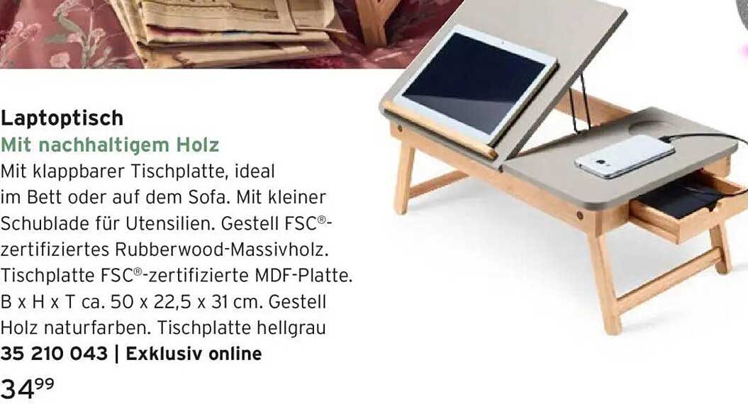 Laptoptisch mit nachhaltigem Holz