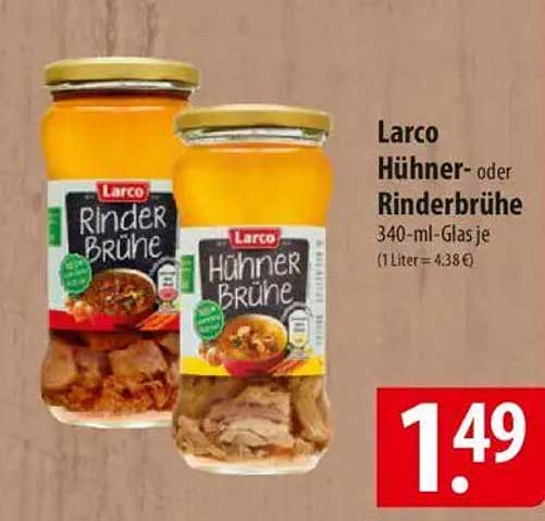 Larco Hühnerv- oder Rinderbrühe 340-ml-Glas